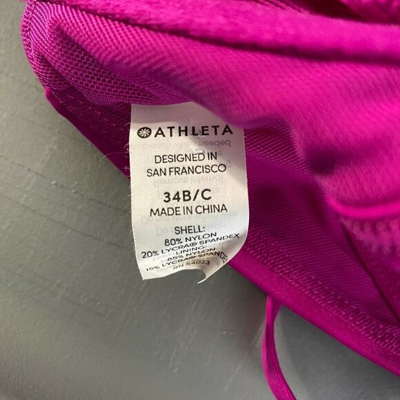 Athleta Summerland Bikini Top Pink Purple Nylon Blend Women's Size 34 B/C - Picture 4 of 6